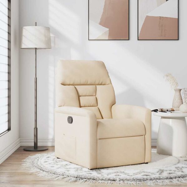 vidaXL Fauteuil inclinable beige tissu microfibre