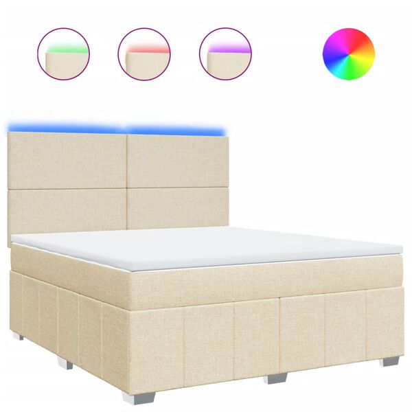 vidaXL Sommier &agrave; lattes de lit avec matelas Cr&egrave;me 180x200 cm Tissu