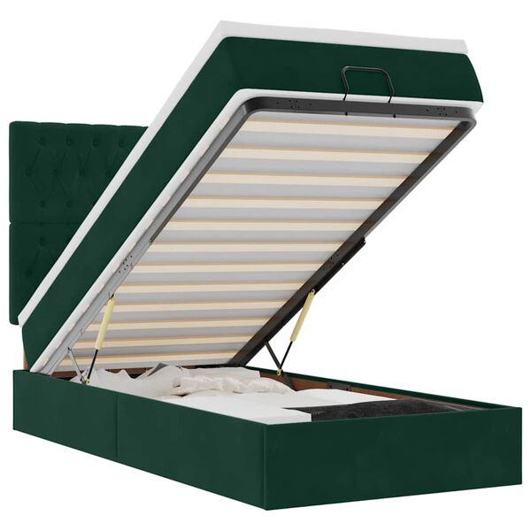 vidaXL Cadre de lit ottoman avec matelas vert fonc&eacute; 80x200 cm velours