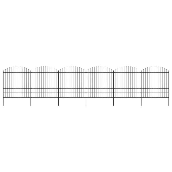 vidaXL Cl&ocirc;ture de jardin avec dessus en forme de lance en acier 1070 x 200 cm Noir