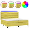 vidaXL Sommier &agrave; lattes de lit matelas et LED Vert 200x200 cm Tissu