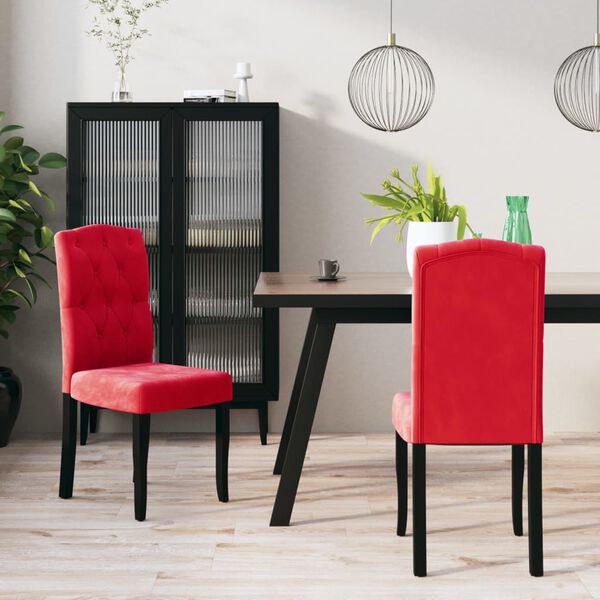 vidaXL Chaises &agrave; manger lot de 2 Rouge bordeaux Velours