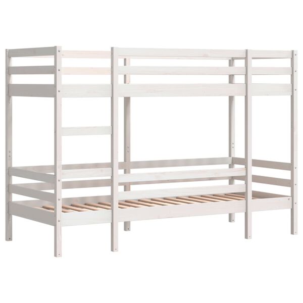 vidaXL Lit superpos&eacute; sans matelas blanc 75x190 cm bois de pin massif