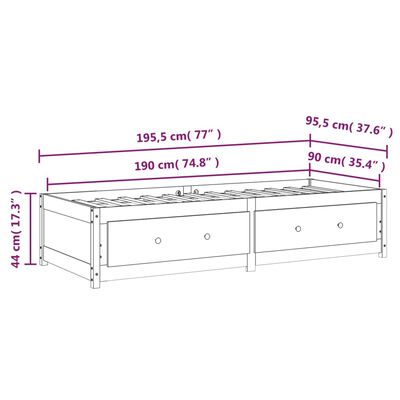 vidaXL Lit de jour 90x190 cm Simple Bois de pin massif