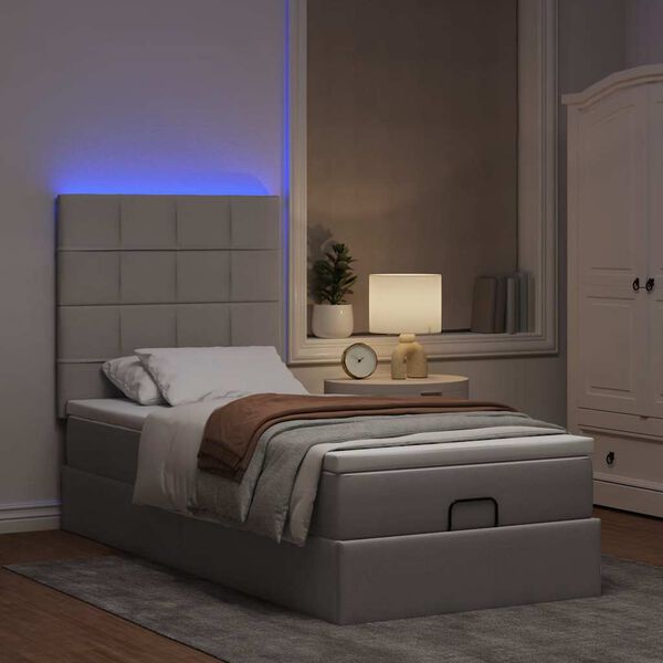 vidaXL Cadre de lit ottoman avec matelas taupe 80x200 cm tissu