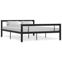 vidaXL Cadre de lit Noir et blanc Métal 160 x 200 cm