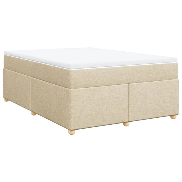 vidaXL Sommier à lattes de lit avec matelas Crème 160x200 cm Tissu