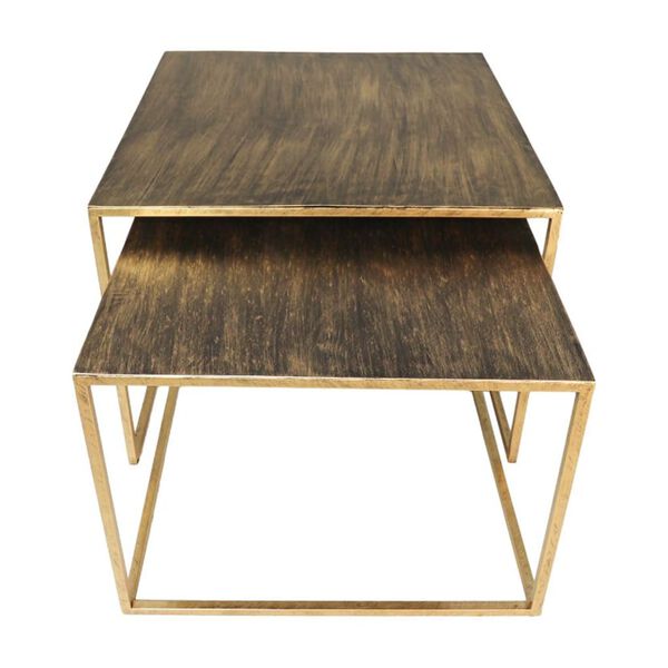 HSM Collection Ensemble de tables basses 2 pcs Carr&eacute; Dor&eacute;
