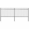 vidaXL Cl&ocirc;ture de jardin avec dessus en lance Acier 3,4x1,2 m Noir