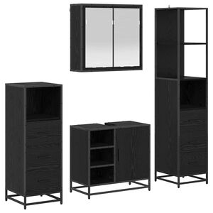 vidaXL Ensemble de mobilier de salle de bain 4 pcs Ch&ecirc;ne noir