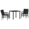 vidaXL Ensemble de salle &agrave; manger pour jardin 3 pc Noir polyrotin