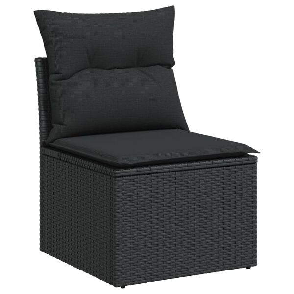 vidaXL Salon de jardin 9 pcs avec coussins noir r&eacute;sine tress&eacute;e