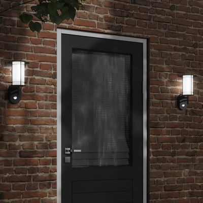 vidaXL Applique murale d'extérieur avec capteur noir acier inoxydable