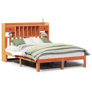 vidaXL Lit biblioth&egrave;que sans matelas cire marron 140x200 cm pin massif
