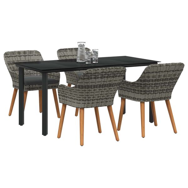 vidaXL Ensemble de salle &agrave; manger pour jardin 5 pcs Gris polyrotin