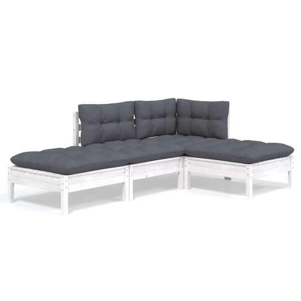 vidaXL Salon de jardin 4 pcs avec coussins bois de pin massif