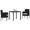 vidaXL Ensemble de salle &agrave; manger pour jardin 3 pcs Noir polyrotin