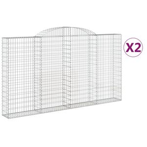 vidaXL Paniers &agrave; gabions arqu&eacute;s 2 pcs 300x30x160/180 cm fer galvanis&eacute;