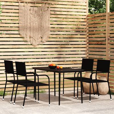 vidaXL Ensemble à manger de jardin 5 pcs Noir