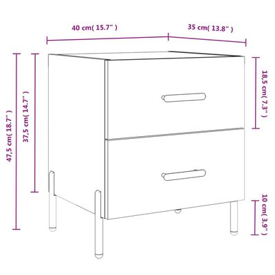 vidaXL Tables de chevet 2 pcs blanc 40x35x47,5 cm bois d’ingénierie