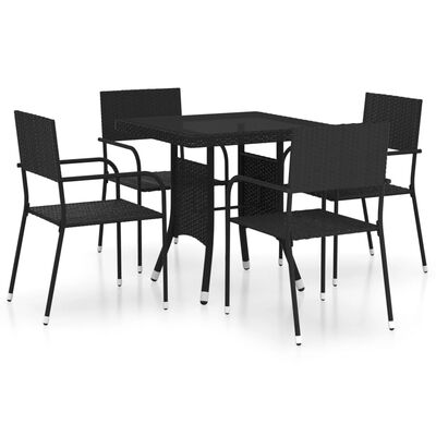 vidaXL Ensemble à manger de jardin 5 pcs Résine tressée Noir