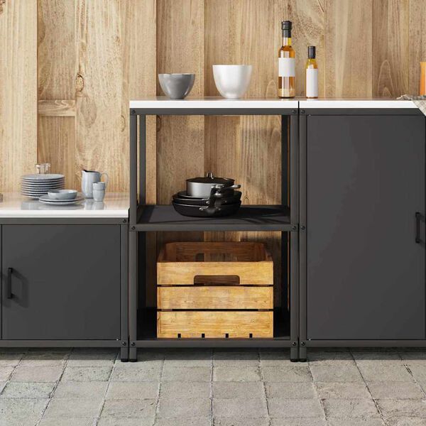 vidaXL Rangement de cuisine avec &eacute;tag&egrave;re Noir 60 x 50 x 92 cm Acier