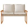 vidaXL Banc de jardin avec coussin m&eacute;lange beige r&eacute;sine tress&eacute;e acacia