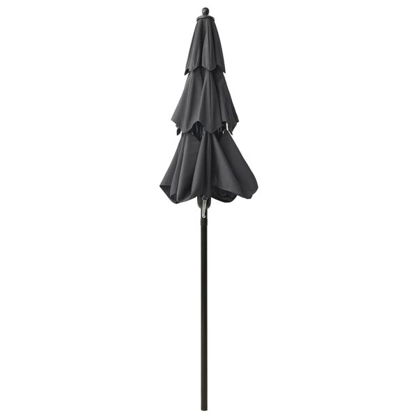vidaXL Parasol de jardin &agrave; 3 niveaux avec m&acirc;t en aluminium anthracite