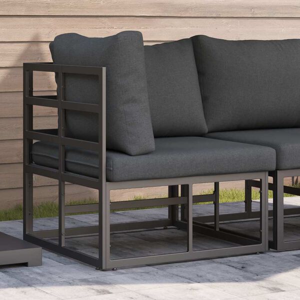 vidaXL Mobilier de jardin avec coussin avec oreiller Noir Aluminium