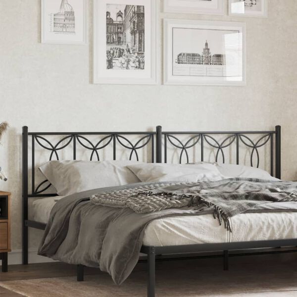 vidaXL T&ecirc;te de lit m&eacute;tal noir 193 cm