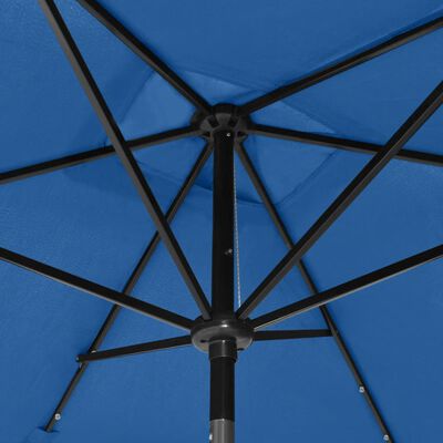 vidaXL Parasol avec LED et mât en acier Bleu azuré 2x3 m