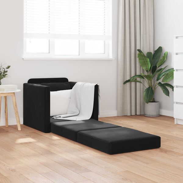vidaXL Canap&eacute;-Lit Noir 74 x 77 x 81 cm Velours
