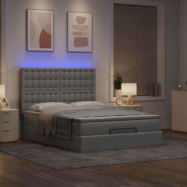 VidaXL Cadre de lit ottoman et matelas gris clair 140x200 cm tissu
