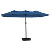 vidaXL Parasol de jardin &agrave; double t&ecirc;te avec LED bleu azur&eacute; 449x265 cm