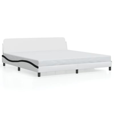 vidaXL Cadre de lit sans matelas blanc et noir 200x200 cm similicuir