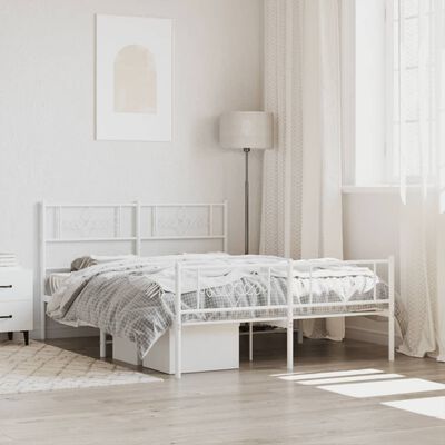 vidaXL Cadre de lit métal sans matelas et pied de lit blanc 140x190 cm