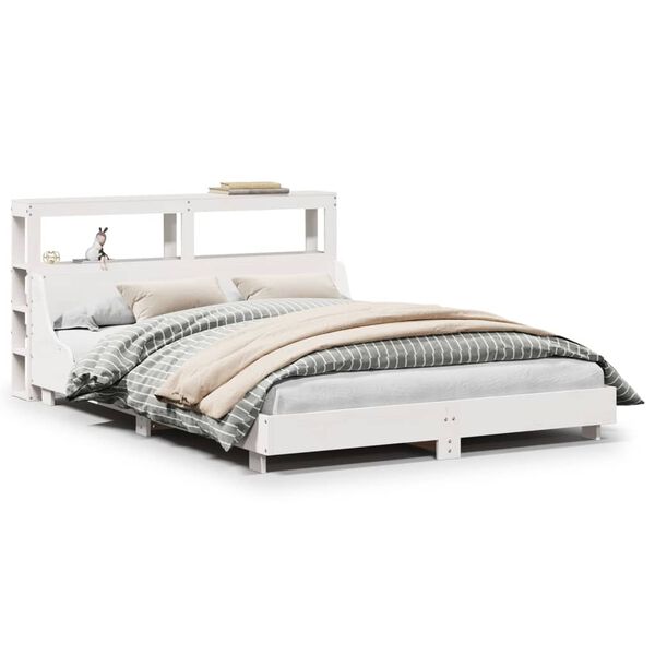 vidaXL Cadre de lit sans matelas blanc 135x190 cm bois de pin massif