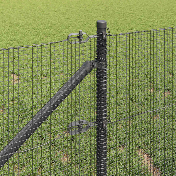 vidaXL Poteau de cl&ocirc;ture. Gris 10 x 1 m (treillis de 12 x 12 mm) Acier