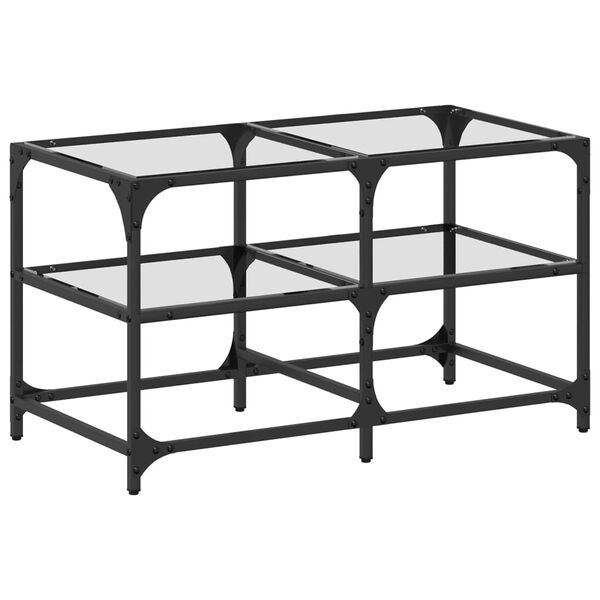 vidaXL Table basse avec dessus en verre transparent 78,5x40x45cm acier