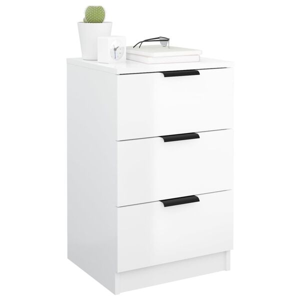 vidaXL Tables de chevet 2 pcs blanc brillant 40x36x65 cm