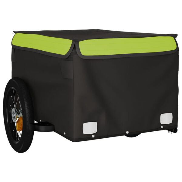 vidaXL Remorque de v&eacute;lo noir et vert 30 kg fer