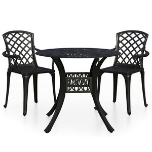 vidaXL Ensemble de bistro 3 pcs Aluminium coul&eacute; Noir