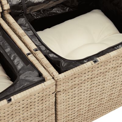 vidaXL Salon de jardin avec coussins 10 pcs beige résine tressée