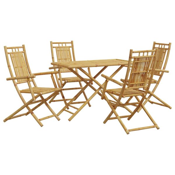 vidaXL Ensemble &agrave; manger de jardin 5 pcs bambou