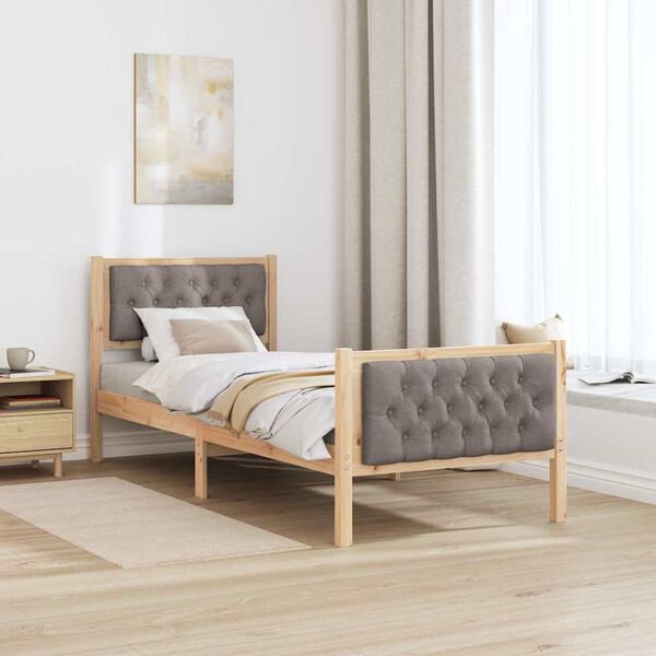 vidaXL Cadre de lit avec t&ecirc;te de lit Taupe 80 x 200 cm Pin massif