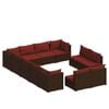 vidaXL Salon de jardin 12 pcs avec coussins Marron R&eacute;sine tress&eacute;e
