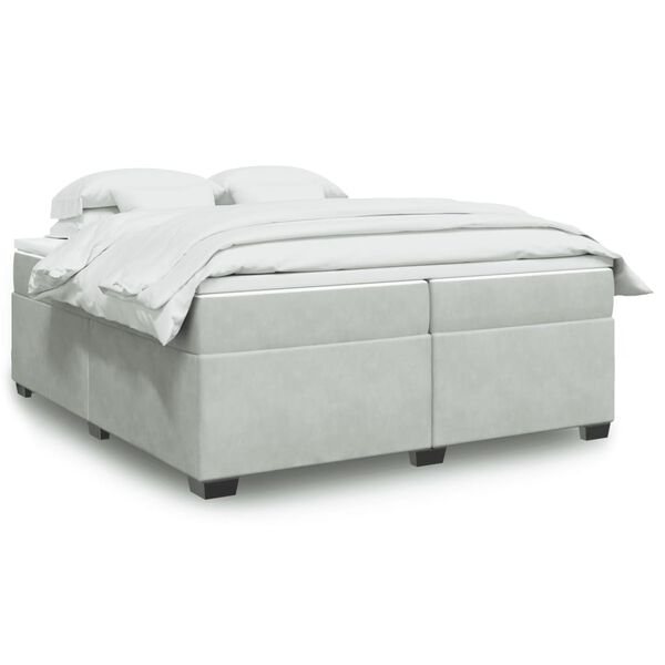 vidaXL Sommier &agrave; lattes de lit et matelas Gris clair 200x200cm Velours