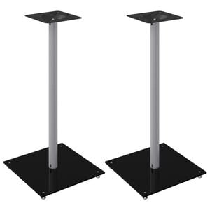 vidaXL Supports de haut-parleurs 2 pcs noir et argent&eacute; 1 pilier