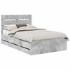 vidaXL Cadre de lit Gris b&eacute;ton 135 x 190 cm Bois Ing&eacute;nierie