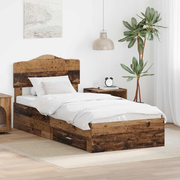 vidaXL Cadre de lit Bois ancien 90 x 200 cm Bois d'ing&eacute;nierie